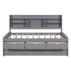 Captain Bed With Built In Bookshelves, 3 Storage Drawers, And Trundle