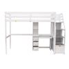 Loft Bed With Stand Alone Bed, Storage Staircase, Desk, Shelves, And Drawers