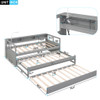 Daybed With 2 Trundles, 3 Storage Cubbies, Built In USB Charging Light
