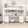 Loft Bed With Desk, Cabinets, Drawers, Charging Station And Bedside Tray