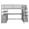 Loft Bed With Desk, Shelves, 2 Drawers, Storage Staircase