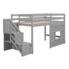 Loft Bed With Storage Staircase, Window & LED Light