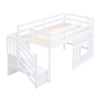 Loft Bed With Storage Staircase, Window & LED Light