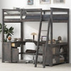 Loft Bed With U-Shaped Desk, Drawers, And Storage Shelves