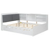 Platform Bed With Trundle, Shelves, And Storage Headboard