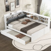 Platform Bed With Trundle, Shelves, And Storage Headboard
