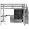 Loft Bed & L Shaped Desk, Drawers, Cabinet, And Storage Staircase