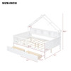 House Style Platform Bed With LED Lights, Storage Shelves, Drawers, And Guardrail