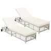 Outdoor Lounge Chair With 5 Position Backrest With Cushion And Wheels