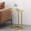 Modern Glam C Shaped End Table With Tempered Glass Top - Gold