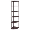 Corner Bookcase With 5 Shelves, Compact Design For Living Room - Cappuccino