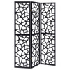 3 Panel Folding Screen With Mosaic Cutout Design - Black