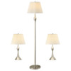 3 Piece Lamp Set, Floor Lamp And 2 Table Lamps - Silver