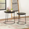 2 Piece Nesting Table With Embossed Tops And Base - Black