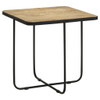 Travertine Accent Table Geometric Design - Brown