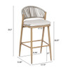 Outdoor Bar Height Metal Frame Counter Stools With Scallop Shaped Backrest & Water Resistant Cushions