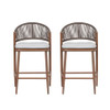 Outdoor 26" Counter Height Metal Frame Counter Stools With Scallop Shaped Backrest & Water Resistant Cushions