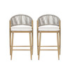 Outdoor 26" Counter Height Metal Frame Counter Stools With Scallop Shaped Backrest & Water Resistant Cushions