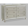 6 Drawer Bedroom Dresser With Diamond Patterned Drawer Fronts - Silver