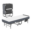 Twin Folding Bed With Adjustable Headboard & Memory Foam Mattress, Portable Coton Wheels For Tall People, Space-Saving Guest Bed - Black