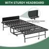 Twin Adjustable Headboard Folding Bed With Memory Foam Mattress, Heavy-Duty Frame Cot For Tall People, Portable Guest On Wheels - Black