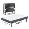 Twin Wide Folding Bed For Tall People, Extra Long & Wide Rollaway With Memory Foam, Heavy-Duty - Black