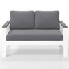 All Weather Patio Loveseat With Armrests & Angled Backrest - White / Gray