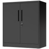 Heavy Duty Storage Cabinet With Lock, 2 Door File Cabinet With 2 Adjustable Shelves - Black