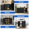 Heavy Duty Storage Cabinet With Lock, 2 Door File Cabinet With 2 Adjustable Shelves - Black