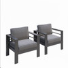 Patio Armchairs With Thick Cushions, All Weather (Set of 2) - Gray / Gray
