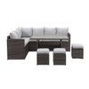7 Piece All Weather Patio Dining Set With Cushions, Sectional Sofa, Ottomans & Table For Backyard - Gray / Brown