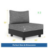 Modular Armless Chairs With Coffee Table For Garden (Set of 2) - Gray