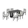 Dining Table Set With 6 Upholstered Chairs, Rectangular Table With Cutout Legs