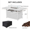 Rectangular Propane Fire Pit Table With Burner, Lava Rock, Waterproof Cover