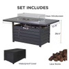 Rectangular Propane Fire Pit Table With Burner, Lava Rock, Waterproof Cover
