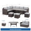 7 Piece Outdoor Dining Set With Cushions, Modular Sectional Sofa And Table