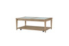 Frosted Glass Top Cocktail Table With Casters - Sand