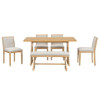 Dining Set With Rectangular Table, 4 Upholstered Chairs & 1 Padded Bench