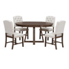 Dining Set With Leaf Round Table And 4 Upholstered Chairs