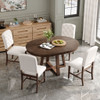 Dining Set With Leaf Round Table And 4 Upholstered Chairs