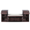 Entryway Storage Bench With Cushion, Drawers & Open Shelves