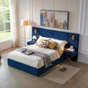 Comfortable Upholstered Bed With Vertical Channel Tufted Wingback Headboard