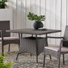Outdoor Rattan Square Dining Table With 4 Legs - Gray