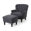 Enchante, Living Room Set With Tufted Back Club Chair And Ottoman - Gray