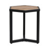 Outdoor Side Table With Iron Base And Slatted Top - Brown