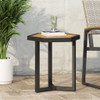 Outdoor Side Table With Iron Base And Slatted Top - Brown