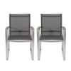 Poetic - Outdoor Dining Chair With Faux Wood Arms And Aluminum Frame (Set of 2) - Gray