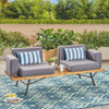 Outdoor Sofa With Cushions And Iron Legs - Natural / Gray