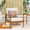 Birdsong - Outdoor Club Chair With Slat Back And Seat Cushion - Beige