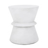 Outdoor Lightweight Concrete End Table With Hourglass Structure - Antique White